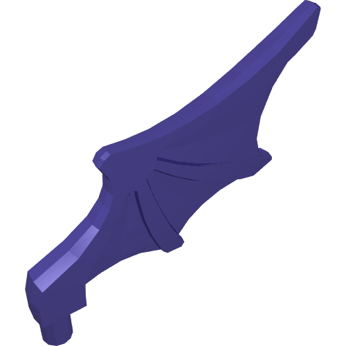 Dark purple LEGO minifigure webbed wing part, with ridges and a connecting stud at the base.