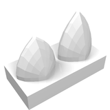 White LEGO 15209 Tile, Modified 1 x 2 with 2 Teeth Vertical, showing its distinct design.