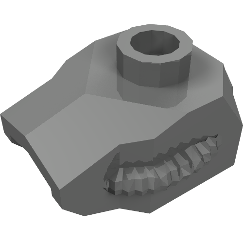 Grey LEGO 15407 Minifigure Hand Armor piece with a top stud and a textured, jagged front edge.