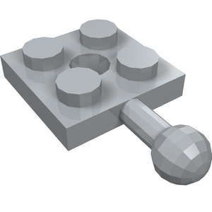 Light gray LEGO 15456 Modified Plate 2x2 with Tow Ball and Hole, featuring a central hole and a side tow ball.