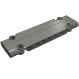 A grey LEGO Technic Panel Plate 3 x 11 x 1, featuring multiple axle holes on its surface and along one long edge.