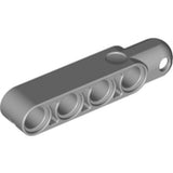 Grey LEGO Technic Steering Arm 5x1 (part 15459) with rounded tow ball socket and chamfered edges.