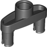 Dark gray LEGO Technic Pin Connector 3L with 2 pins and center hole.