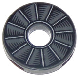 Dark grey LEGO Tile, Round 2 x 2 with Hole, featuring a light grey rotor blade pattern print.