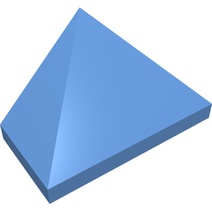 A single blue LEGO 15571 Slope 45 2 x 1 Triple with Bottom Stud Holder brick, viewed from an angle.