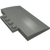 Dark grey LEGO Slope, Curved 5 x 8 x 2/3 part 15625 with four studs on a lower section.