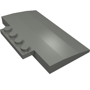 Dark grey LEGO Slope, Curved 5 x 8 x 2/3 part 15625 with four studs on a lower section.