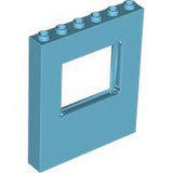 Light blue LEGO Panel 1x6x6 with a square window opening and 6 studs on top.