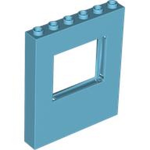 Light blue LEGO Panel 1x6x6 with a square window opening and 6 studs on top.