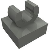 3D rendering of a dark grey LEGO 15712 Modified 1x1 Tile with Open O Clip.
