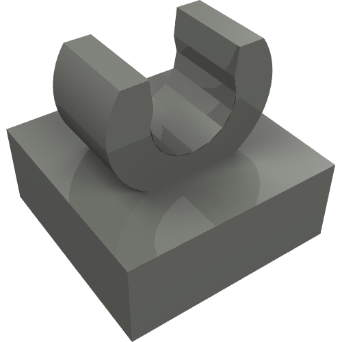 3D rendering of a dark grey LEGO 15712 Modified 1x1 Tile with Open O Clip.