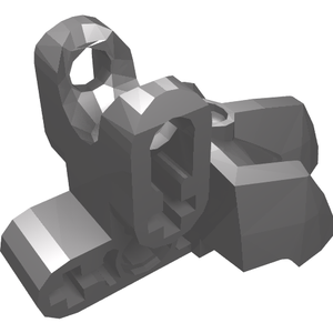 Low-poly dark gray LEGO Hero Factory foot part 15976 with three short claws and a ball joint socket.