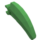 Curved dark green LEGO barb, claw, horn, or tooth piece with a clip, part 16770, rendered on a white background.