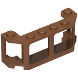 Brown LEGO 17454 Window 2x6x2 Train Front / Boat frame with multiple studs and open sections.