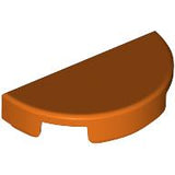 Brown LEGO Tile, Round 1 x 2 Half, with a smooth surface and a semi-circular shape.