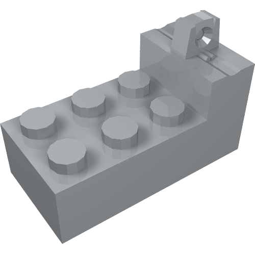 Grey LEGO 18455 Hinge Brick 2x4 Locking with 1 Finger on Top at One End.