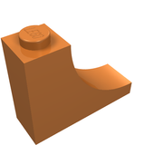 Orange LEGO 18653 Arch 1 x 3 x 2 Inverted brick, with a single stud on top and a smooth, curved underside.