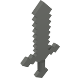 Dark grey pixelated LEGO Minecraft sword weapon for minifigures