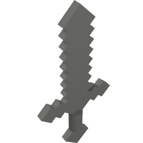 Dark grey pixelated LEGO Minecraft sword weapon for minifigures