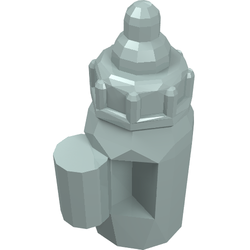 Light grey LEGO minifigure utensil baby bottle with a handle and a detailed top, shown at an angle.