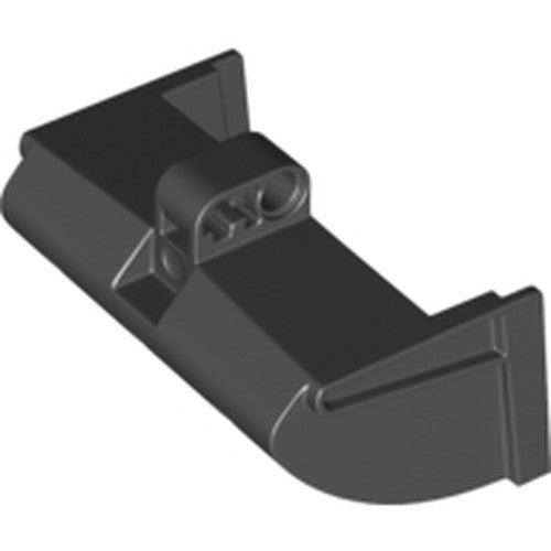 Black LEGO Technic Digger Bucket 5 x 7 x 4 1/2 Clamshell part with a pin hole and an axle hole visible.