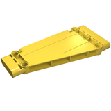 Yellow LEGO Technic Tapered Panel Plate 5x11 with connection pin holes on both ends.