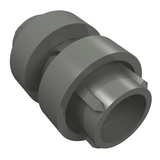 Dark grey LEGO Technic Driving Ring 3L, a cylindrical connector piece with a central ring and splined ends.