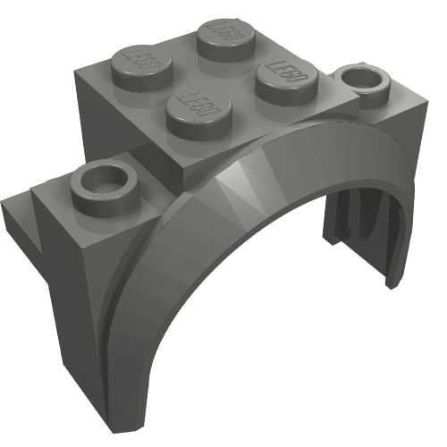 Gray LEGO Vehicle Mudguard 4 x 2 1/2 x 2 1/3 with Arch Round (part 18974).