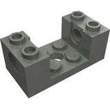 Grey LEGO Technic 2x4 brick with 2x2 cutout and pin holes.