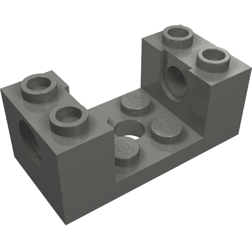 Grey LEGO Technic 2x4 brick with 2x2 cutout and pin holes.