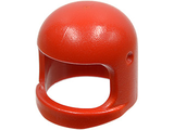 Red LEGO minifigure helmet, Space/Town style, with thick chin strap and visor dimples.