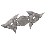 Two grey LEGO shuriken throwing stars with textured grips, connected by a central sprue piece.