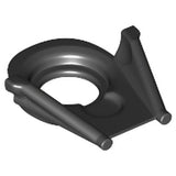 Dark gray LEGO Minifigure Neck Collar, part of the SW Darth Vader Helmet Lower Jaw, featuring a central opening and extensions.