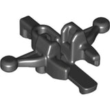 Dark grey LEGO minifigure crossbow weapon, part 20105, featuring two ball joints and a flat blaster element.