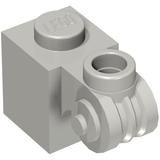 A light gray LEGO Brick, Modified 1 x 1 with Scroll and Hollow Stud, viewed from an angled perspective.
