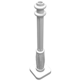White LEGO Support 2 x 2 x 7 Lamp Post, 6 Base Flutes with a square base, fluted middle, and two rounded top rings.