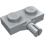 Grey LEGO 1x2 modified plate with two studs and a Technic pin with slotted end.