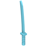 Light blue LEGO minifigure weapon: katana-style sword with a square guard and a textured, wrapped hilt.