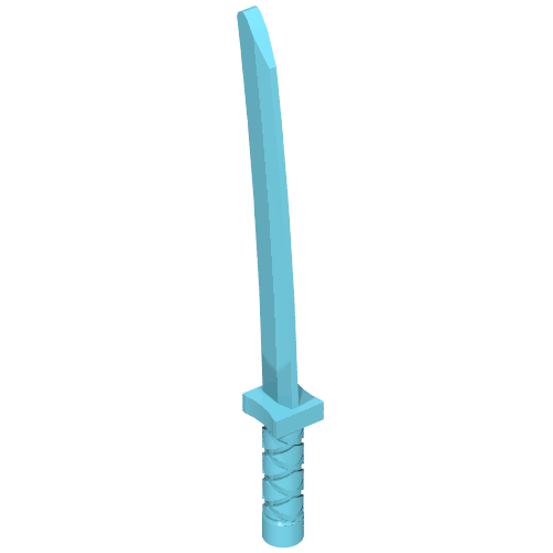 Light blue LEGO minifigure weapon: katana-style sword with a square guard and a textured, wrapped hilt.