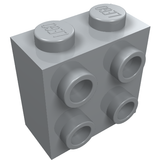 Gray LEGO brick, Modified 1 x 2 x 1 2/3 with Studs on Side, part 22885.