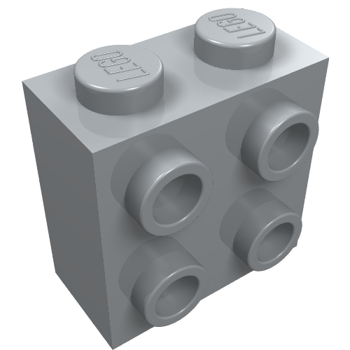 Gray LEGO brick, Modified 1 x 2 x 1 2/3 with Studs on Side, part 22885.