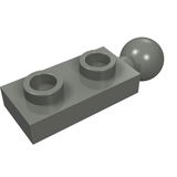 Gray LEGO 22890 Modified 1x2 Plate with two studs and a tow ball on one end.