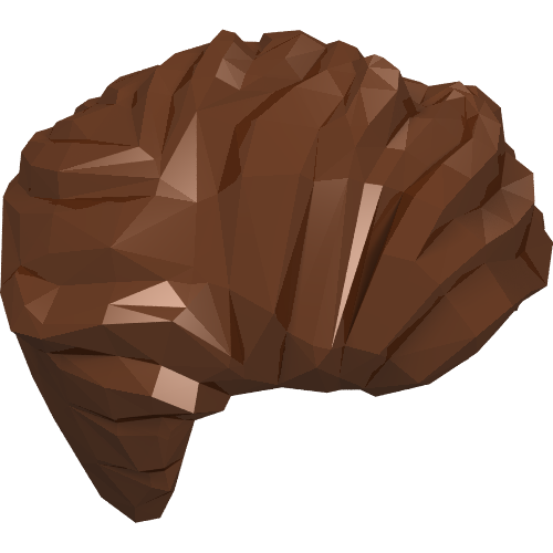 Brown LEGO minifigure hairpiece, swept left, tousled, with a slight widow's peak and short sideburns.