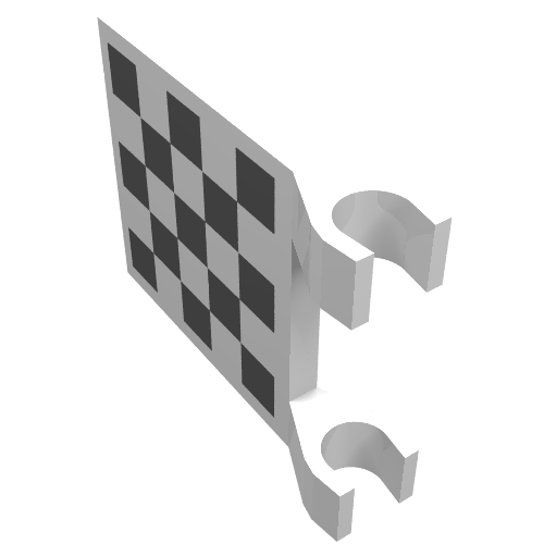 LEGO 2x2 light gray flag with a black and gray checkered pattern, featuring two side clips.