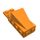 Orange LEGO 2336 Cockpit Space Nose part, featuring an angled, sloped surface with studs on top and anti-studs below.