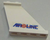 White LEGO tail fin 4x1x3 with blue 'AIR LINE' logo, red globe, and line pattern on the right side.