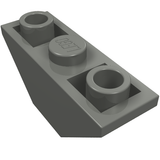 Dark gray LEGO brick 2341, an inverted 45-degree slope 3x1 double, featuring one stud and two anti-studs.