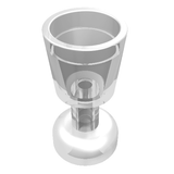 A clear, transparent LEGO Minifigure Utensil Goblet (part 2343) standing upright on a white background.