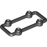 Dark grey LEGO Bar 1 x 6 x 3 with 4 studs, forming a rectangular frame, against a white background.