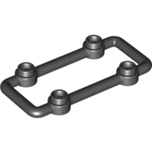 Dark grey LEGO Bar 1 x 6 x 3 with 4 studs, forming a rectangular frame, against a white background.